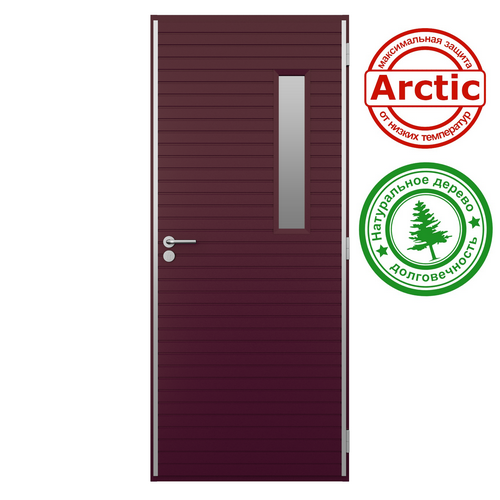 Теплая деревянная дверь со стеклом Scandoors Planken W030
