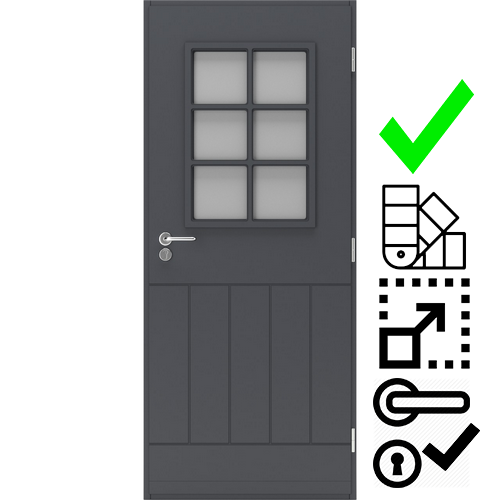 Входная деревянная дверь со стеклом Scandoors Easy 0201 Grid
