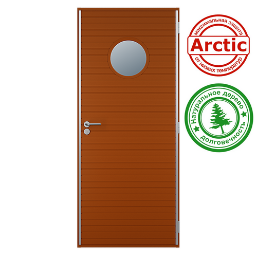 Входная дверь с круглым окном Scandoors Planken W019-Round