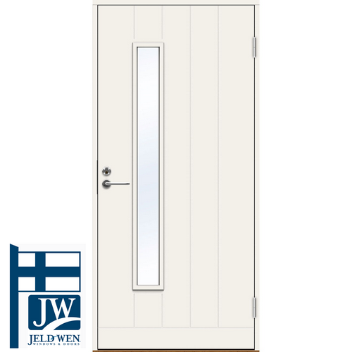 Белая финская входная дверь cо стеклом SWEDOOR Jeld-Wen Basic 034