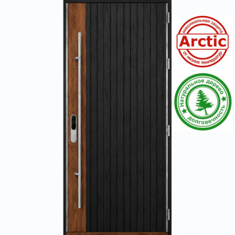 Теплая входная дверь с ручкой-скобой Scandoors Planken 05 Wood V-S