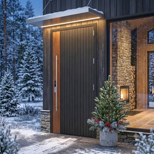 Теплая входная дверь с ручкой-скобой Scandoors Planken 05 Wood V-SТеплая входная дверь с ручкой-скобой Scandoors Planken 05 Wood V-S