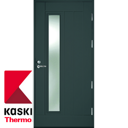 Финская дверь с узким стеклом Kaski UOL12 THERMO серая
